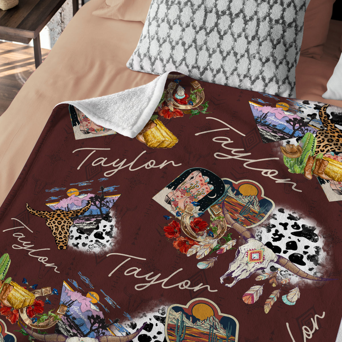 Personalized Baby Cowboy Blankets for Girls - Custom Fleece Blankets with Name for Newborn Infant Daughter or Granddaughter