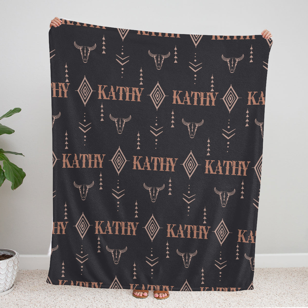 Personalized Baby Cowboy Pattern Blankets for Girls Boys, Baby Stuff, Custom Baby Blankets Name Fleece Blankets for Newborn Infant Son Daughter