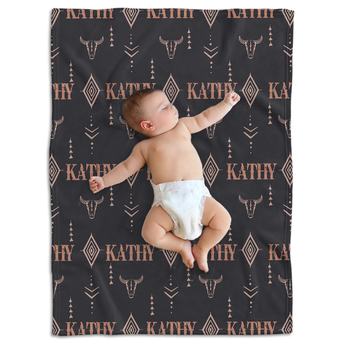 Personalized Baby Cowboy Pattern Blankets for Girls Boys, Baby Stuff, Custom Baby Blankets Name Fleece Blankets for Newborn Infant Son Daughter