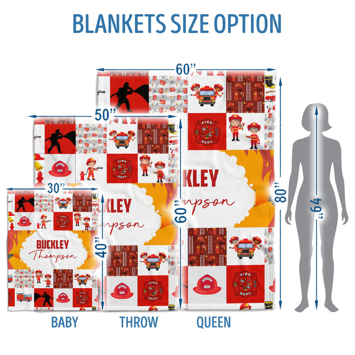 Personalized Baby Firefighter Blankets for Boys, Firefighter Swaddle Blanket, Plush Blankets for Baby Girl Son Toddlers Kids