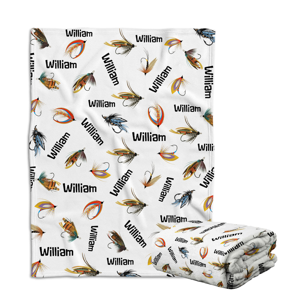 Personalized Baby Fishing Blanket, Boys & Girls, Custom Name, Swaddle, Plush
