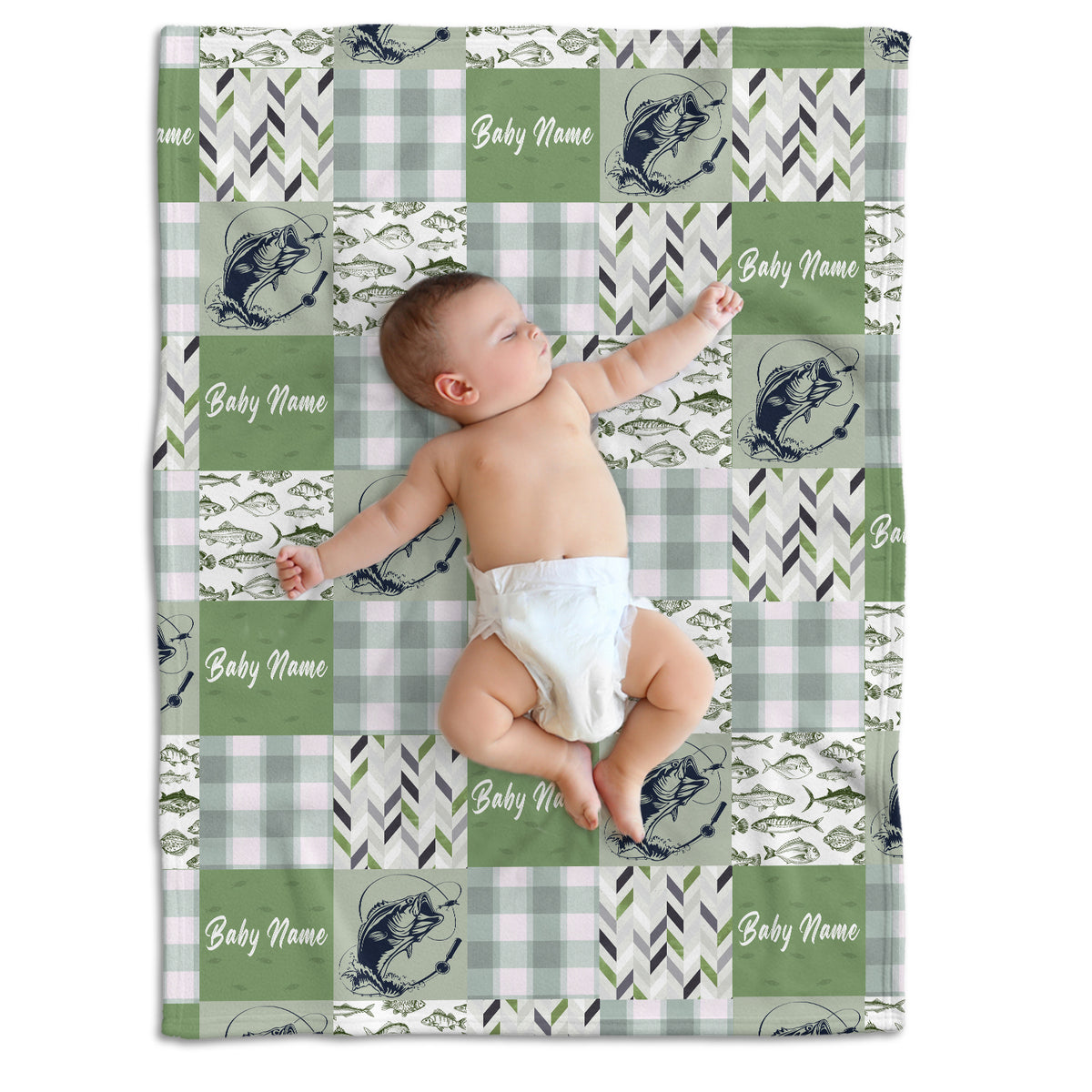 Personalized Baby Fishing Blankets for Boys, Girls, Fishing Swaddle Blanket, Plush Blankets for Baby Boy Son Daughter Newborn