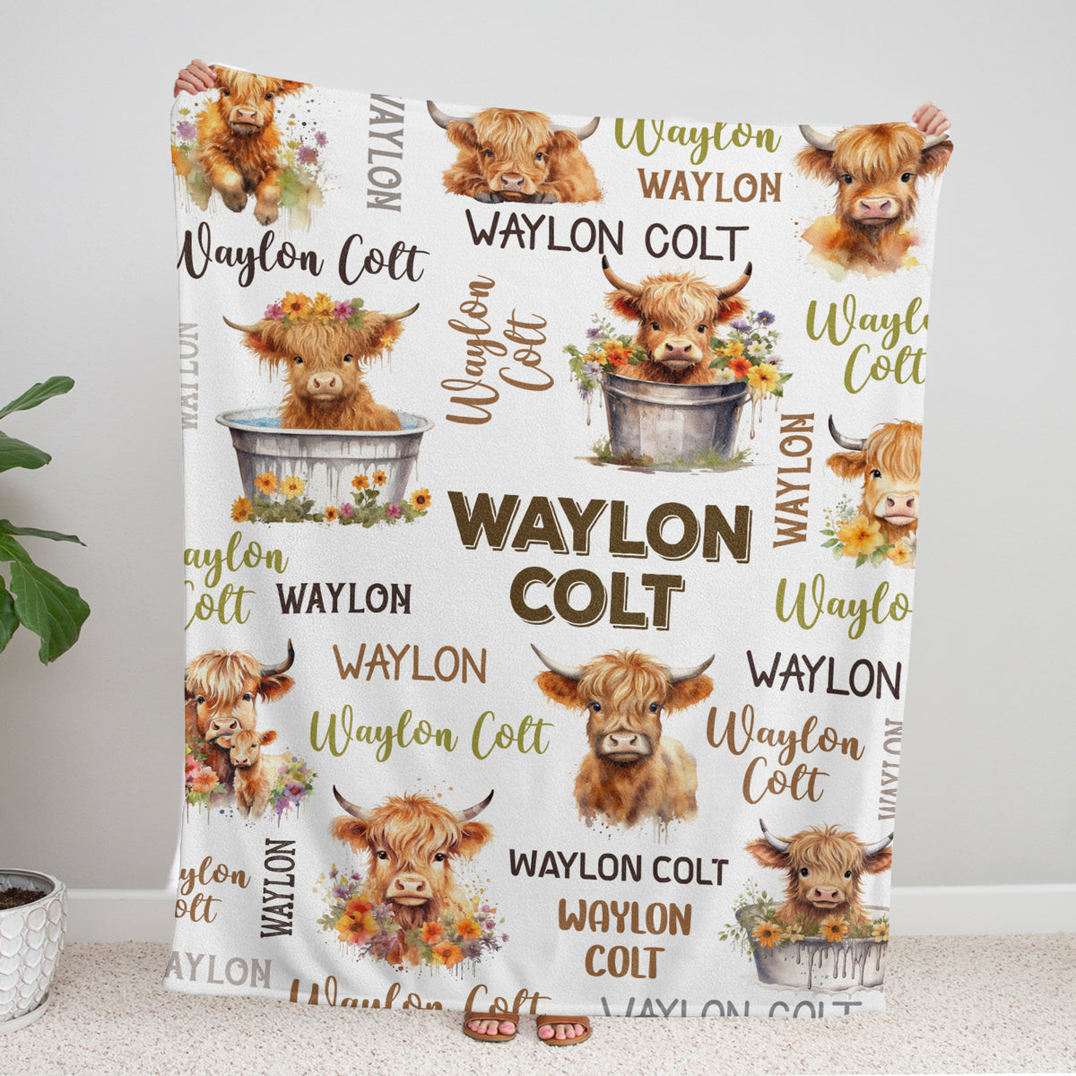 Personalized Baby Girl Blankets, Custom Baby Cow Blankets with Flowers, Plush Blankets for Newborn Infant Daughter Granddaughter