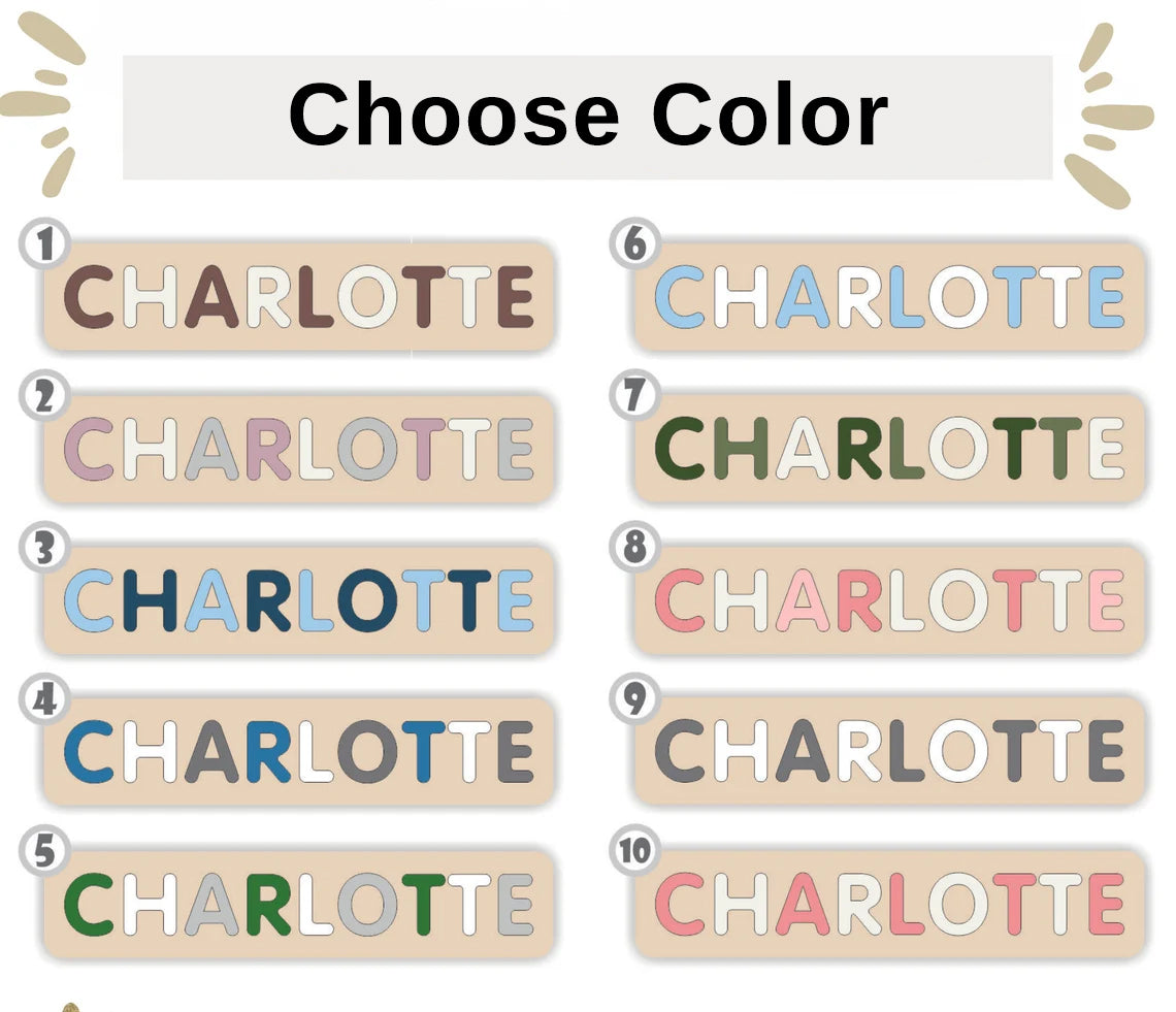 Personalized Baby Name Puzzle, Princess Theme Puzzle, First Birthday Gift for Baby, Wooden Natural Developing Toy
