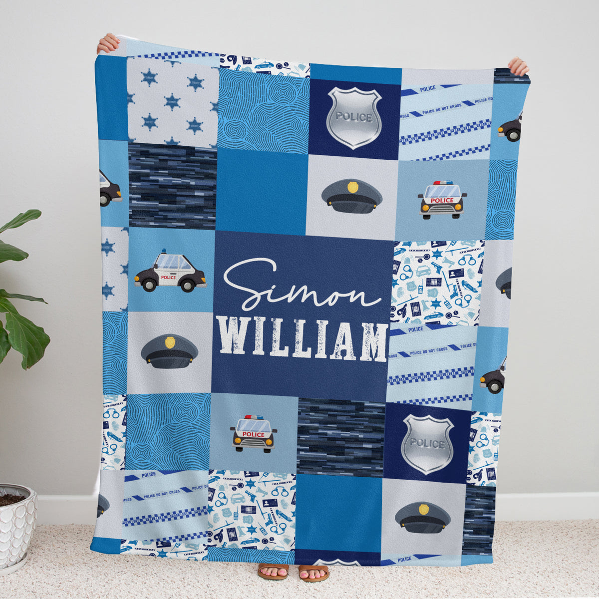 Personalized Baby Police Blankets, Custom Baby Blankets Name, Swaddle Blanket for Girls, Plush Blankets for Baby Girl Boy Daughter Son Toddlers Kids