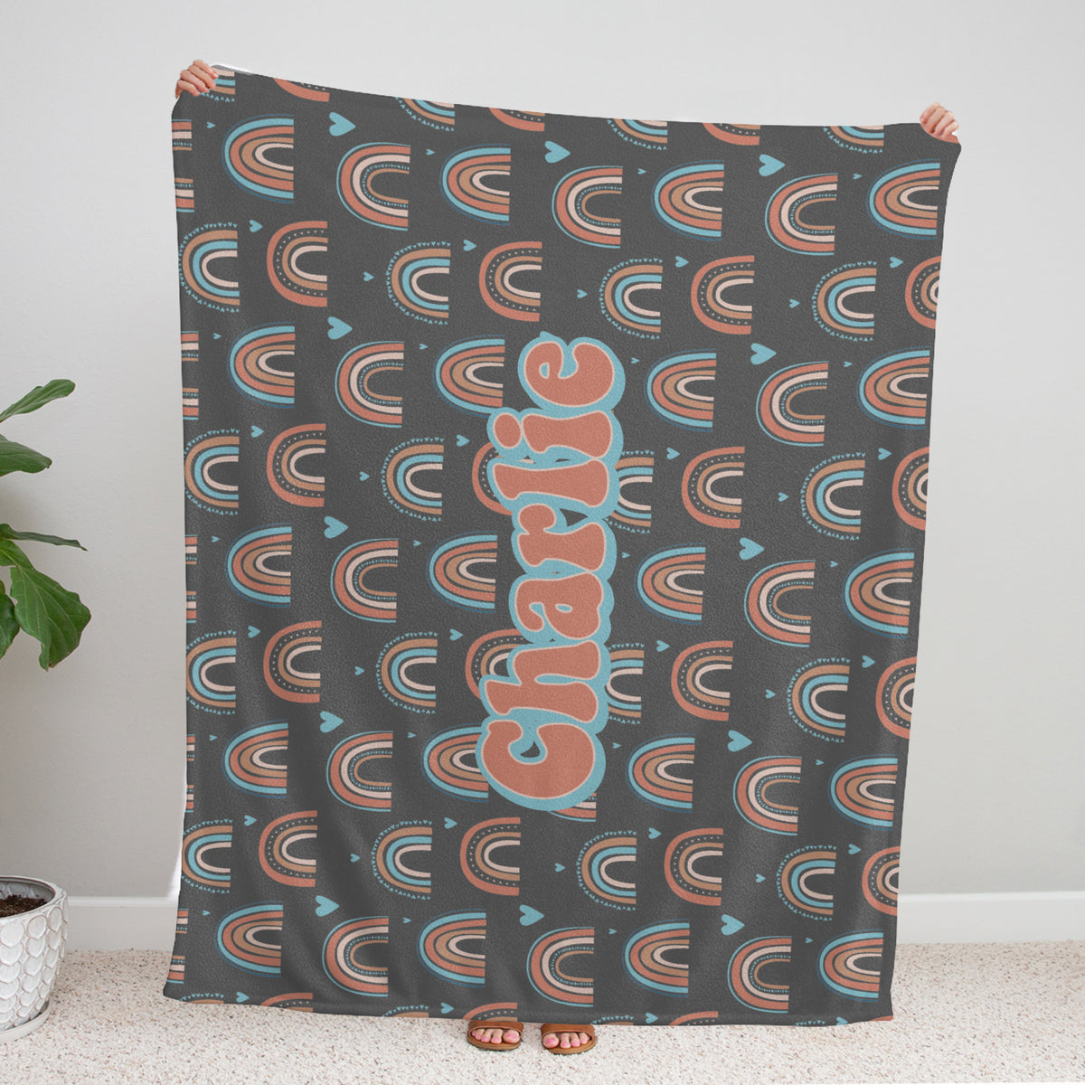 Personalized Baby Rainbow Blankets, Baby Girl Swaddle Blanket, Plush Blankets for Newborn Infant Daughter Granddaughter Toddlers Kids