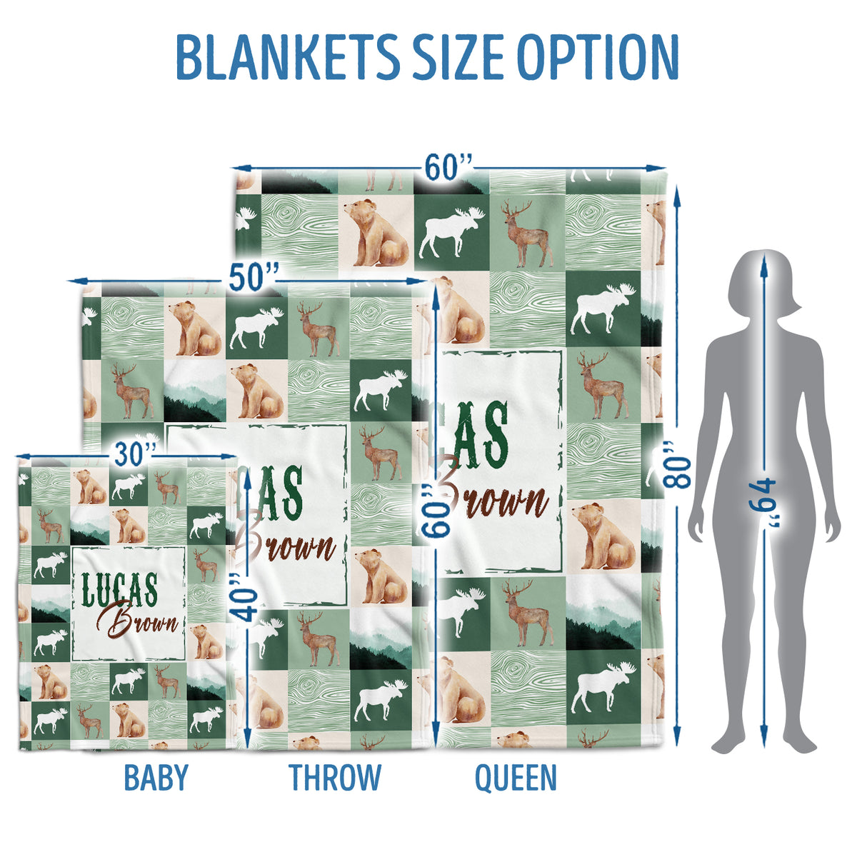 Personalized Baby Woodland Blanket for Boys - Custom Name Swaddle, Plush Blankets for Baby Boy, Son, Newborn Daughter