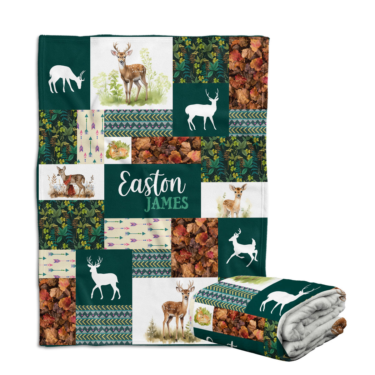 Personalized Baby Woodland Blanket for Toddler Baby Nursery Bed Blankets Stroller Crib Shower Gifts (Blanket Deer)