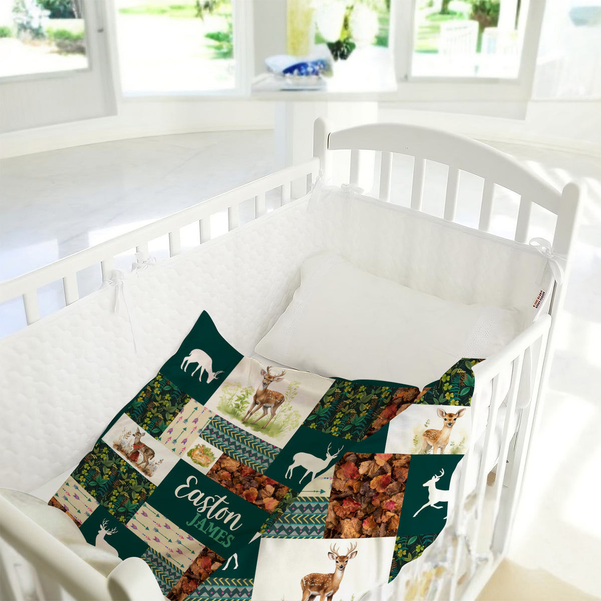 Personalized Baby Woodland Blanket for Toddler Baby Nursery Bed Blankets Stroller Crib Shower Gifts (Blanket Deer)