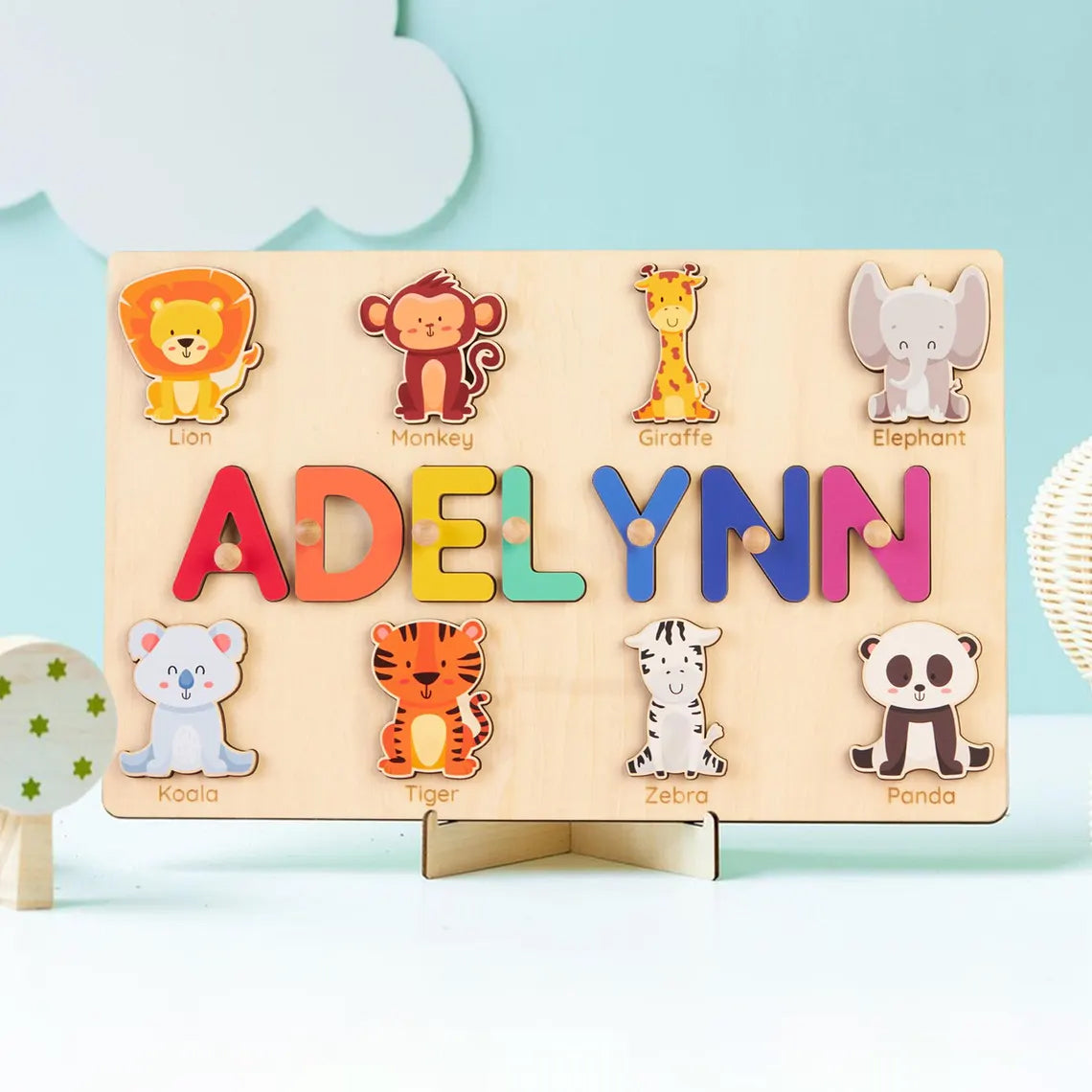 Personalized Busy Board Name Puzzle With Pegs, Baby Easter Gifts, Back To School Gift For Kids