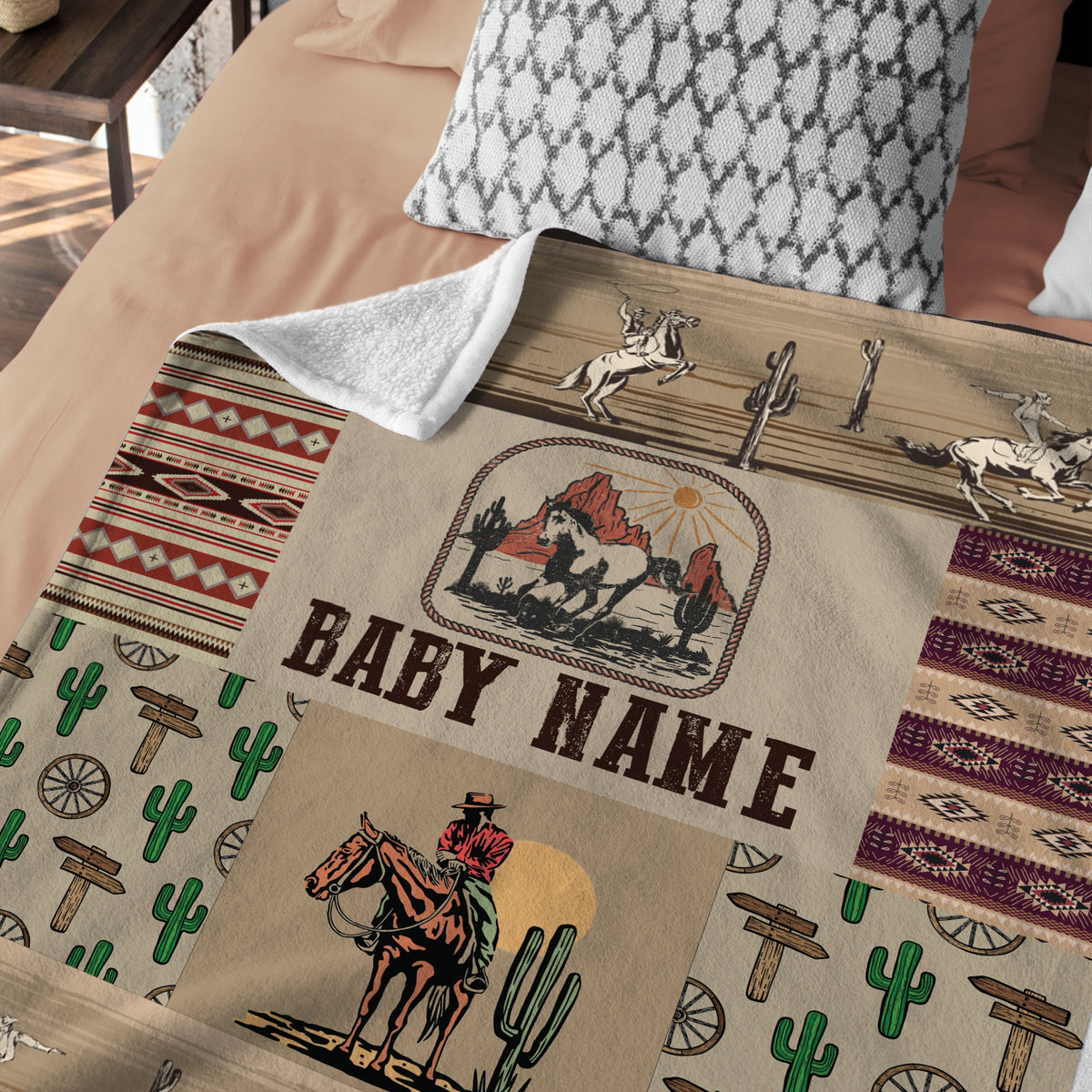 Personalized Cactus Baby Blankets for Boys Girls, Baby Boy Stuff, Custom Baby Blankets Name Fleece Blankets for Infant Newborn Son Daughter