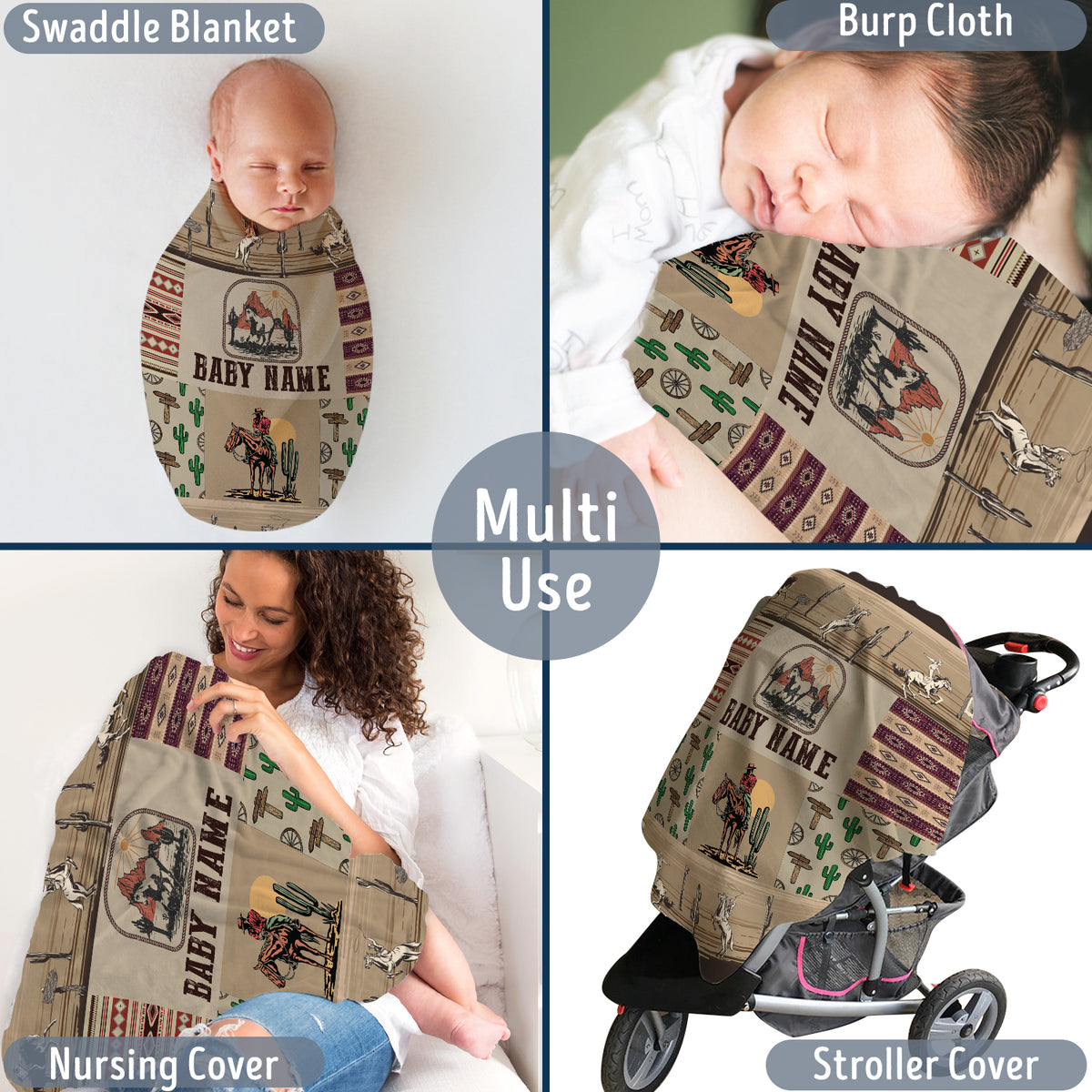 Personalized Cactus Baby Blankets for Boys Girls, Baby Boy Stuff, Custom Baby Blankets Name Fleece Blankets for Infant Newborn Son Daughter