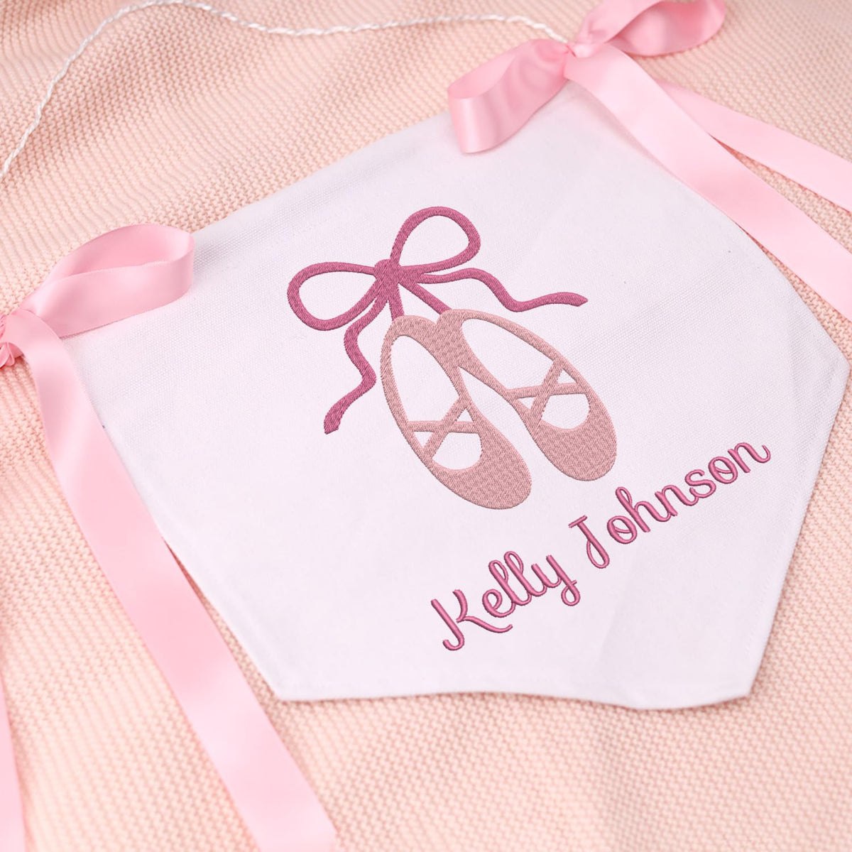 Personalized Embroidered Baby Banner Flag, Baby Canvas Hanging Pennant Flag, Newborn Baby Banner with Bows Ribbon, Great Gift For Baby