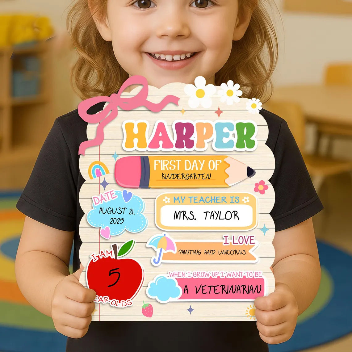 Personalized First And Last Day School Sign, Back to School Sign, Kindergarten 1st Day of School Sign, Gift For Kids