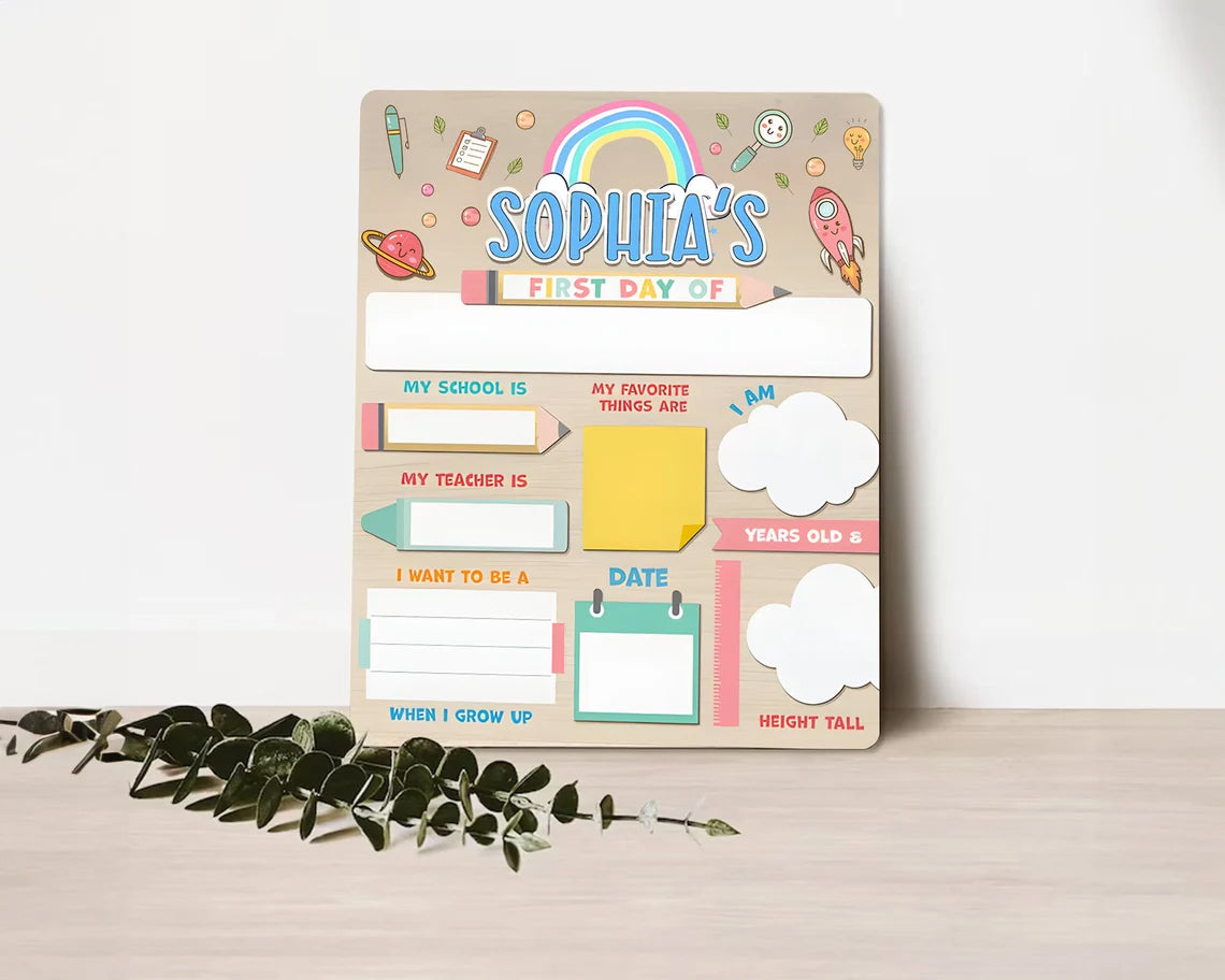 Personalized First And Last Day of School Sign, Wood Acrylic Sign, Back To School Gift