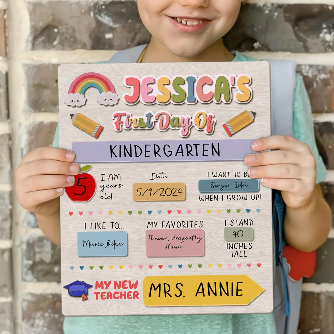 Personalized First - Last Day Of School Sign, Back to School Sign, 1st Day of School Board