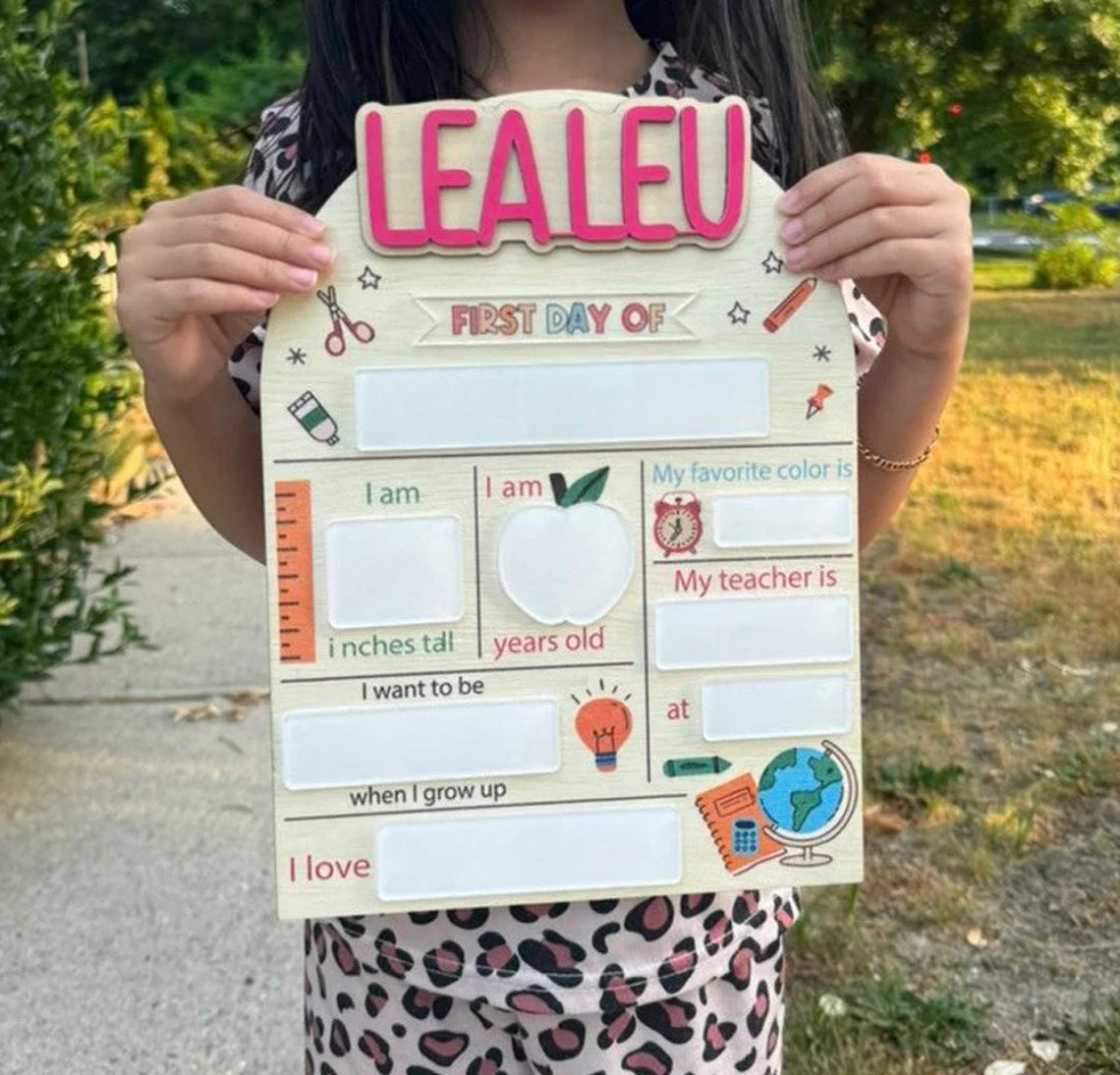 Personalized First/Last Day Of School Sign, Dry Erase First Day Of School, Photo Prop