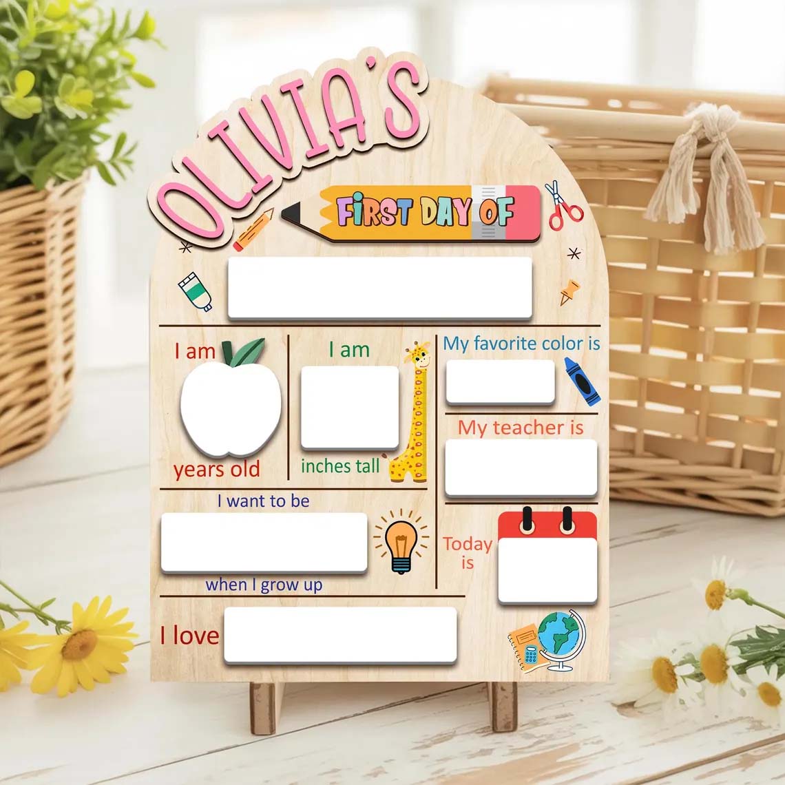 Personalized First and Last Day Of School Sign, 1st Day Of School Board, Reusable Back To School Sign