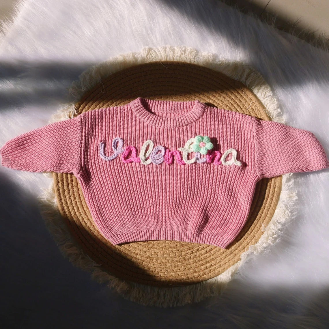 Personalized Hand Embroidered Baby Name Sweaters, Knit Sweater Toddler, Baby Shower Gift, Birthday Gift For Baby Girl Boy