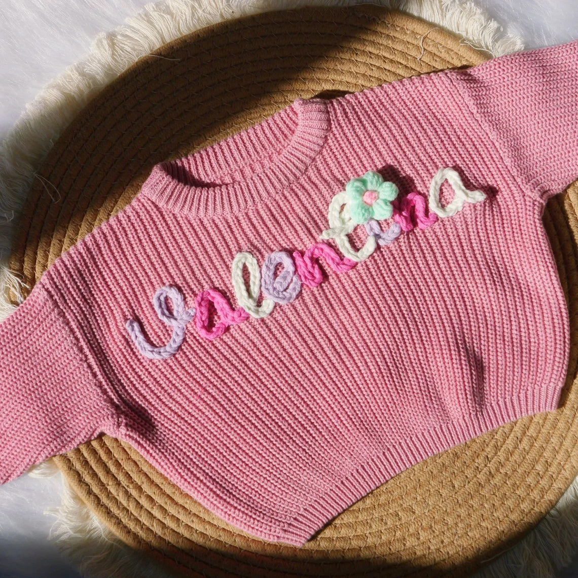 Personalized Hand Embroidered Baby Name Sweaters, Knit Sweater Toddler, Baby Shower Gift, Birthday Gift For Baby Girl Boy