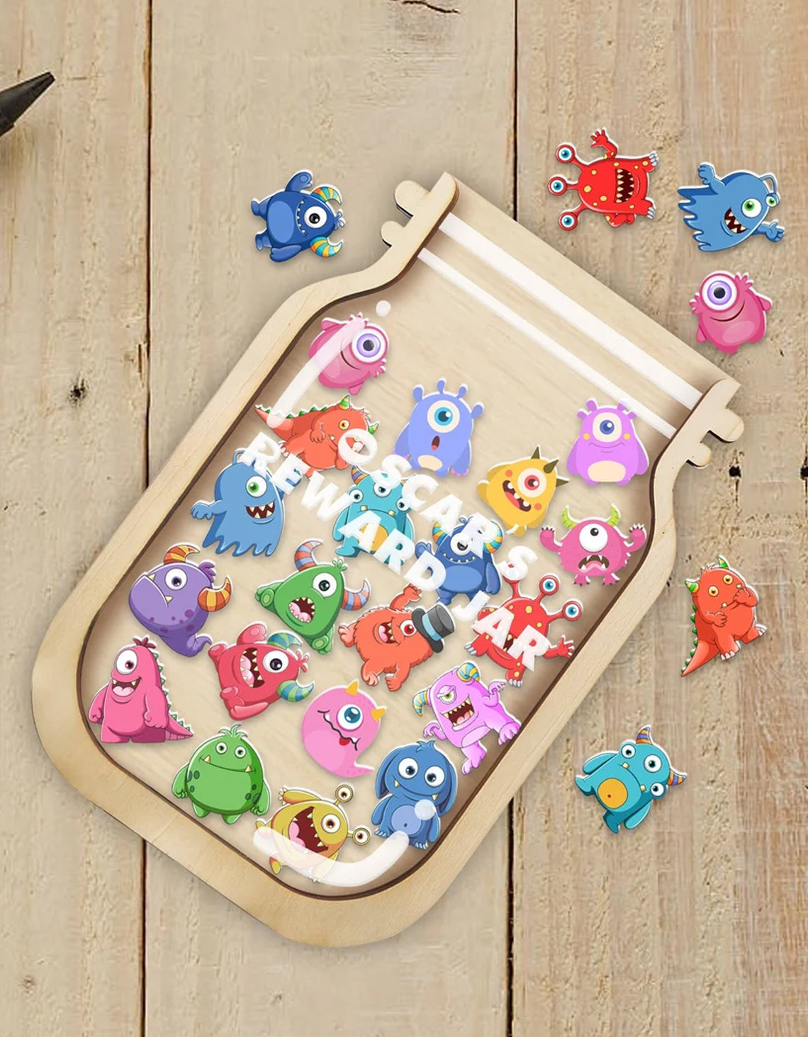 Personalized Monster Tokens Reward Jar, Teacher Jar Gift, Back To School Gift