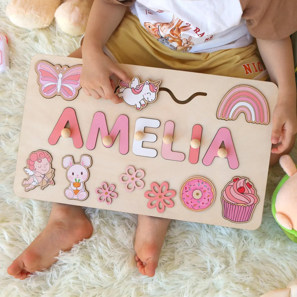 Personalized Montessori Busy Board Sensory Puzzle Toy, First Birthday Gifts, Wooden Toys for Baby, Toddler Gift