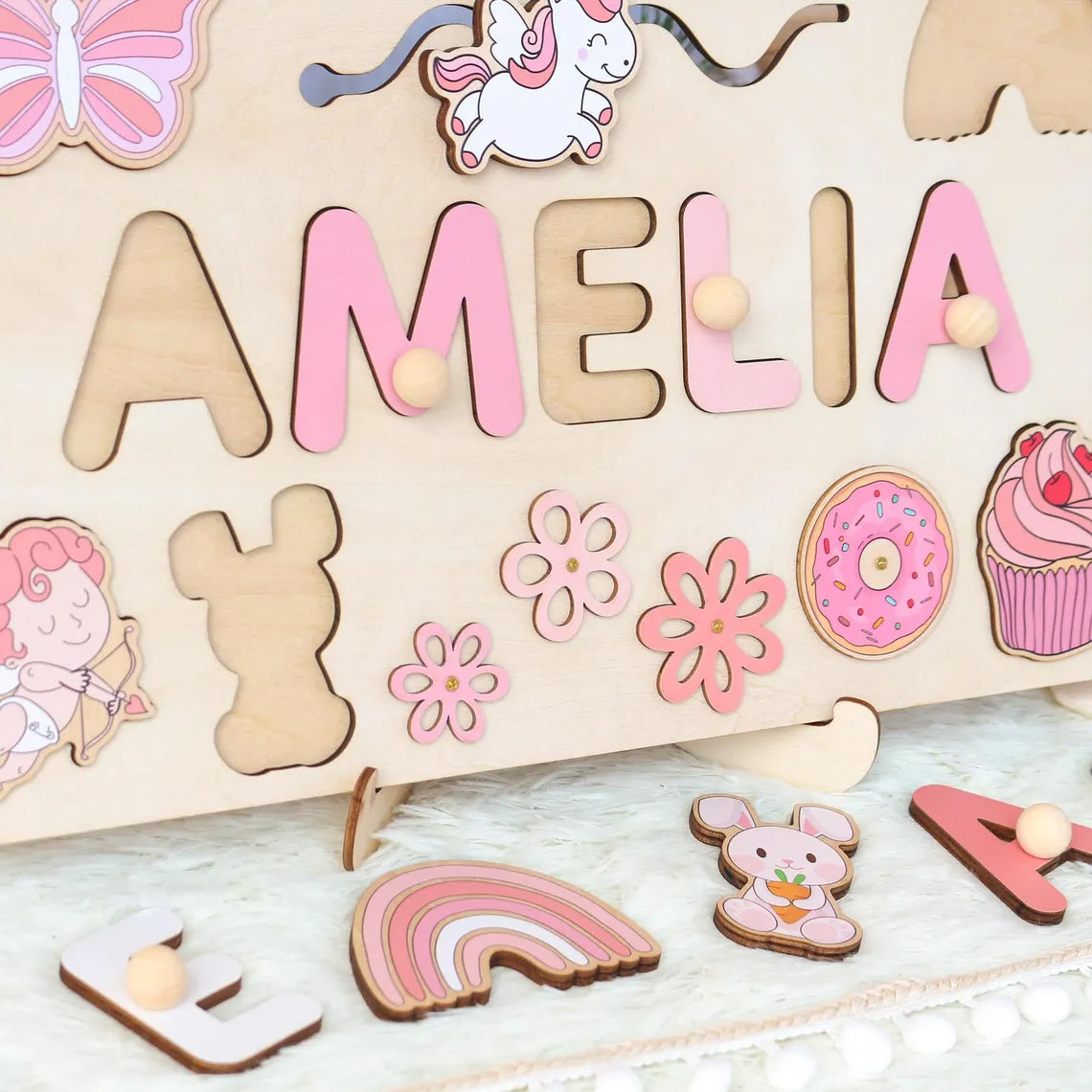 Personalized Montessori Busy Board Sensory Puzzle Toy, First Birthday Gifts, Wooden Toys for Baby, Toddler Gift