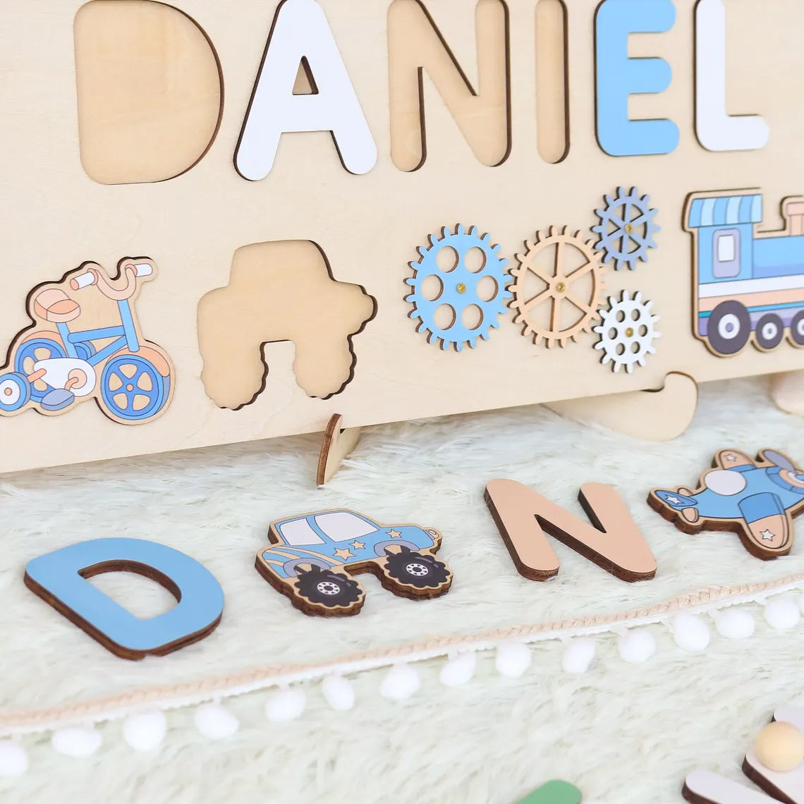Personalized Montessori Busy Board Sensory Puzzle Toy For Boys, First Birthday Gifts, Wooden Toys for Baby, Toddler Gift
