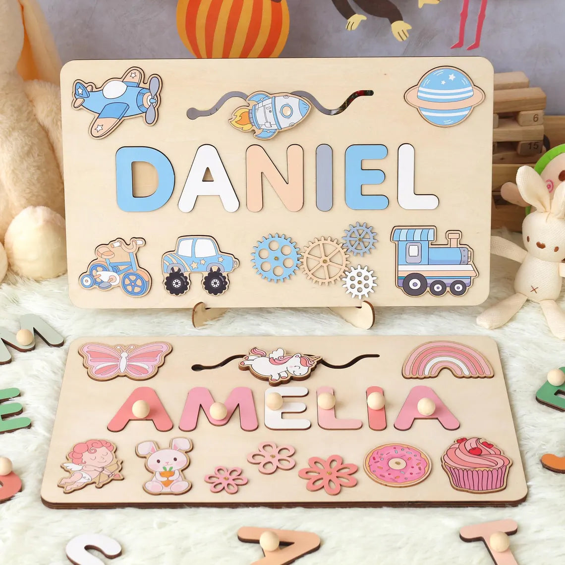 Personalized Montessori Busy Board Sensory Puzzle Toy For Boys, First Birthday Gifts, Wooden Toys for Baby, Toddler Gift