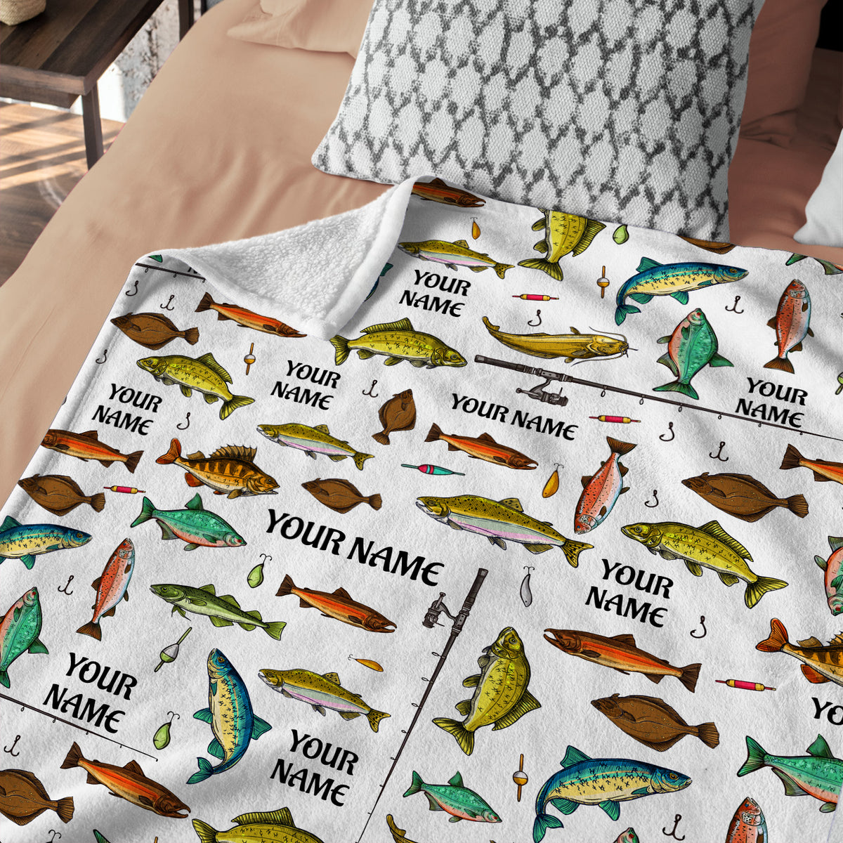 Personalized Name Baby Blankets - Fishing Theme Plush Blankets for Boys & Girls, 3 Sizes - Newborn
