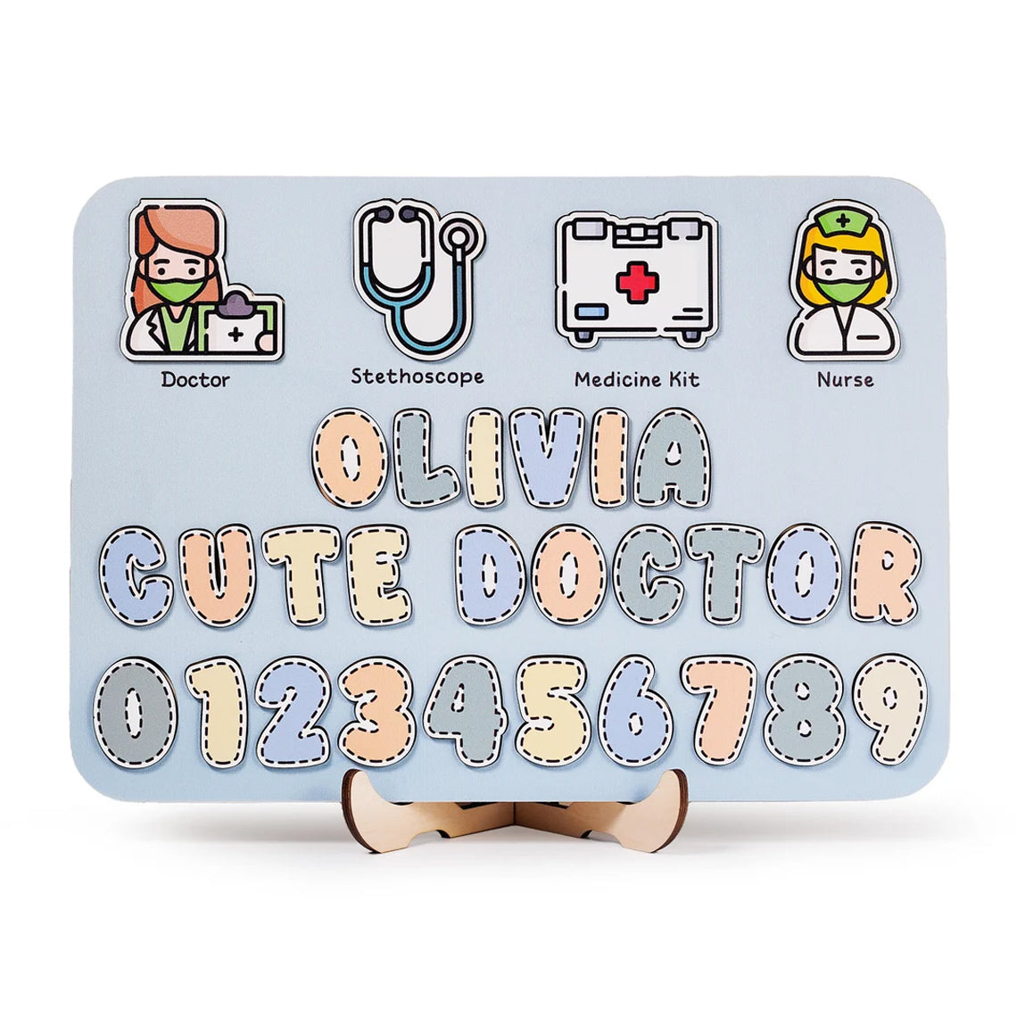 Personalized Name Baby Doctor Wooden Puzzle, Gifts for Kids, Baby Shower, Wooden Toddler Toys