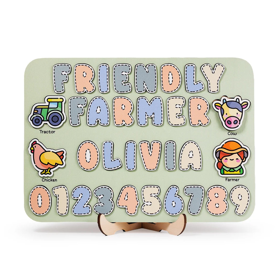 Personalized Name Baby Farmer Wooden Puzzle, Back ToSchool Gifts for Kids, Games First Birthday