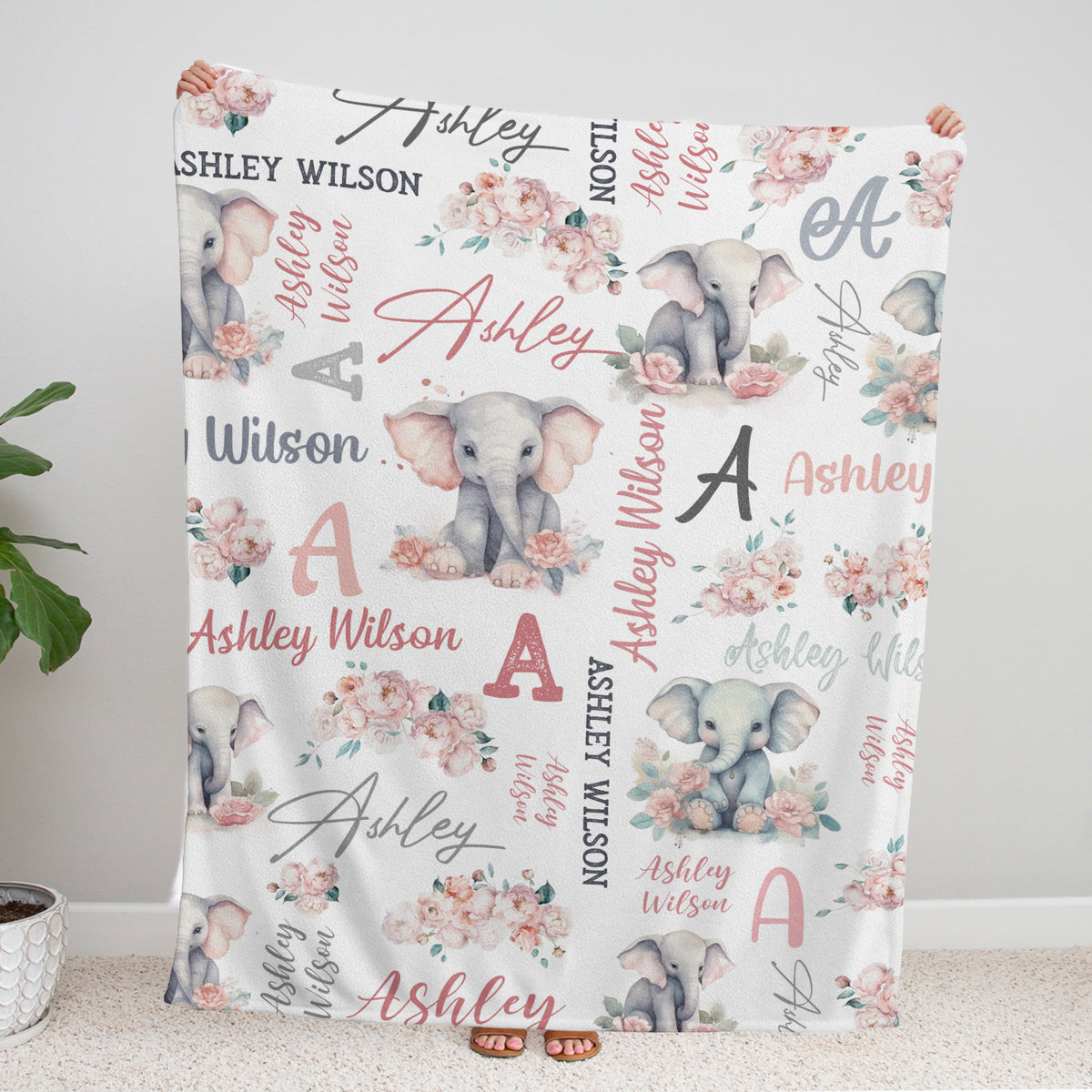 Personalized Name Baby Girl Blanket for NewborToddler Nursery Bed Blankets Stroller Crib Shower Gifts, Super Soft Plush Fleece