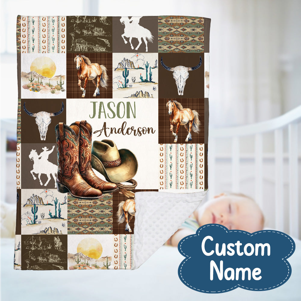 Personalized Name Minky Baby Blankets For Baby, Blanket Double Layer with Dotted Backing for Infant Toddler Crib, Gift For Baby