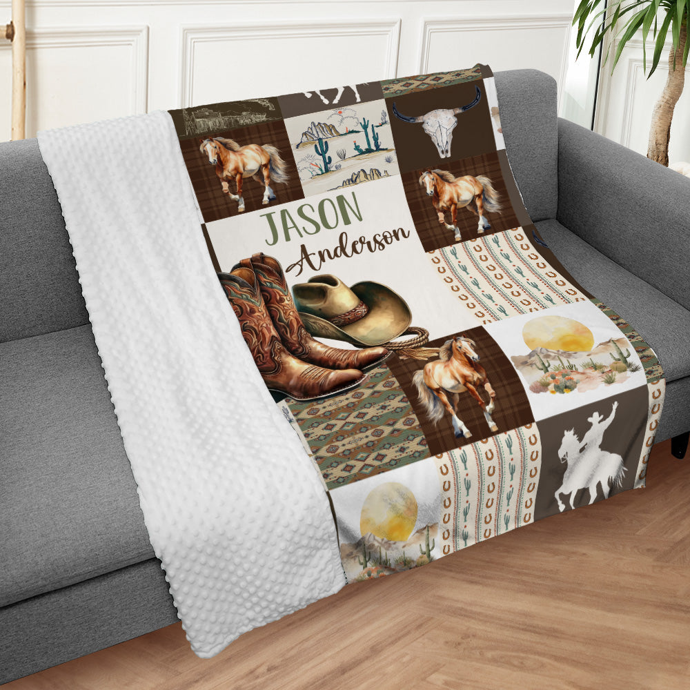 Personalized Name Minky Baby Blankets For Baby, Blanket Double Layer with Dotted Backing for Infant Toddler Crib, Gift For Baby