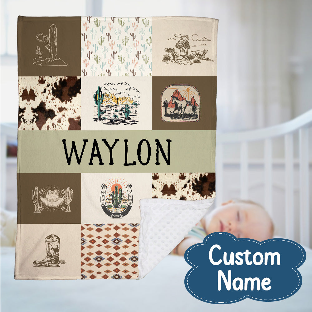 Personalized Name Minky Baby Blankets, Minky Blanket Double Layer with Dotted Backing for Infant Toddler Crib, Gift For Baby