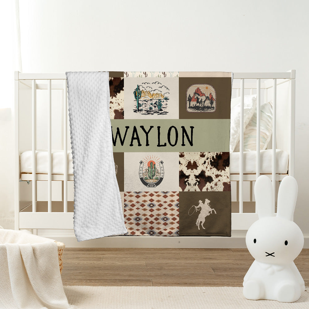 Personalized Name Minky Baby Blankets, Minky Blanket Double Layer with Dotted Backing for Infant Toddler Crib, Gift For Baby