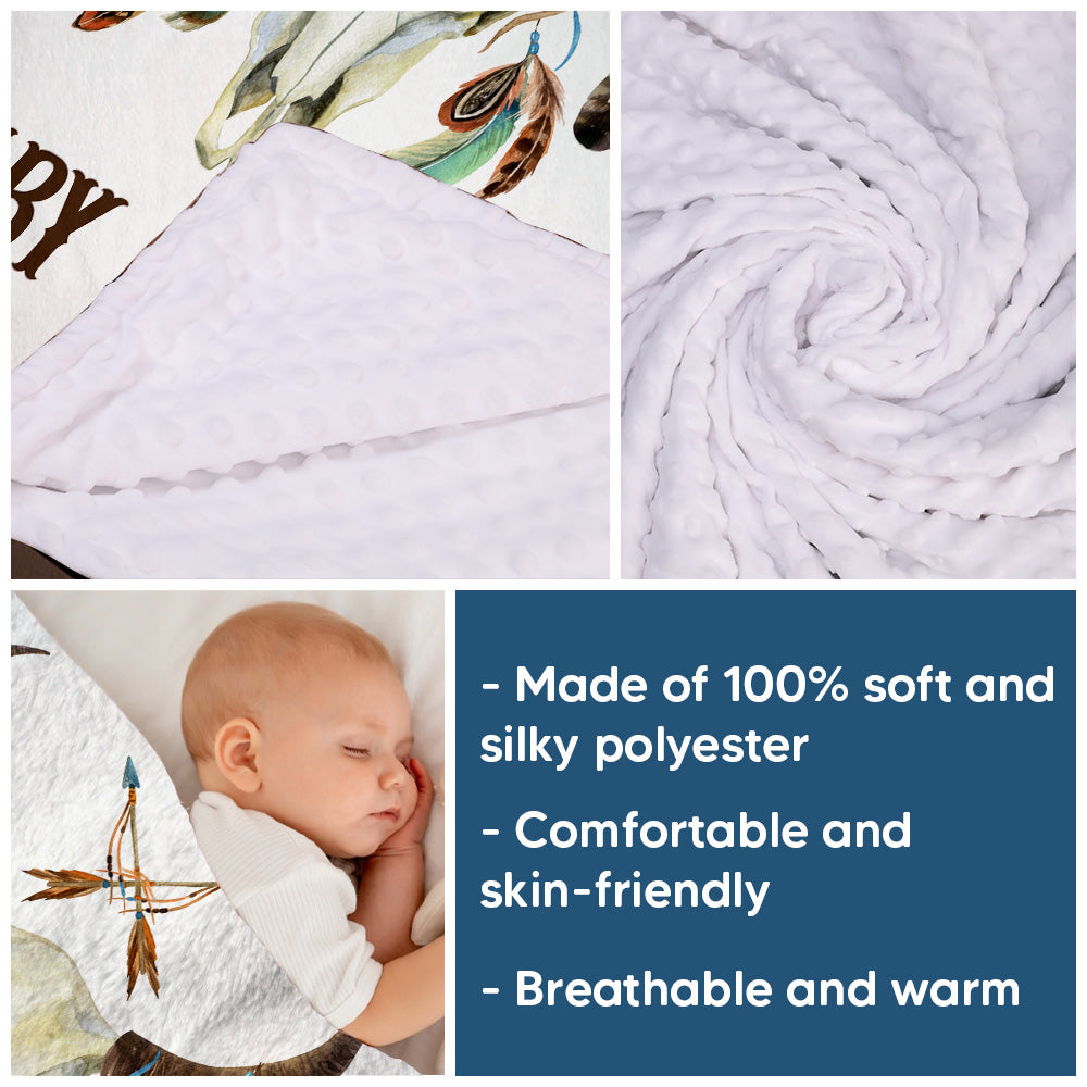 Personalized Name Minky Baby Blankets, Minky Blanket Double Layer with Dotted Backing for Infant Toddler Crib, Gift For Kids
