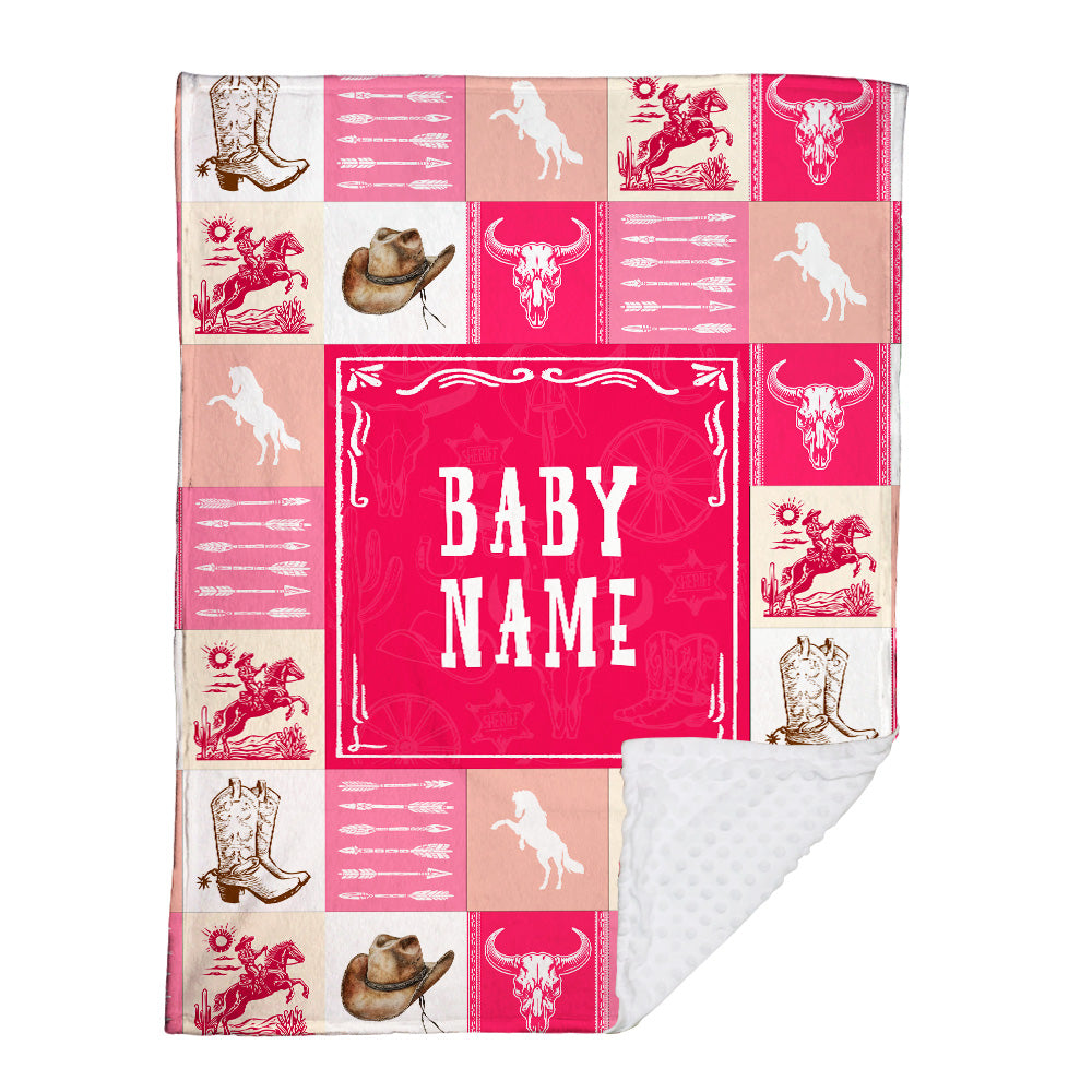 Personalized Name Minky Baby Blankets Pink , Minky Blanket Double Layer with Dotted Backing for Infant Toddler Crib, Gift For Baby