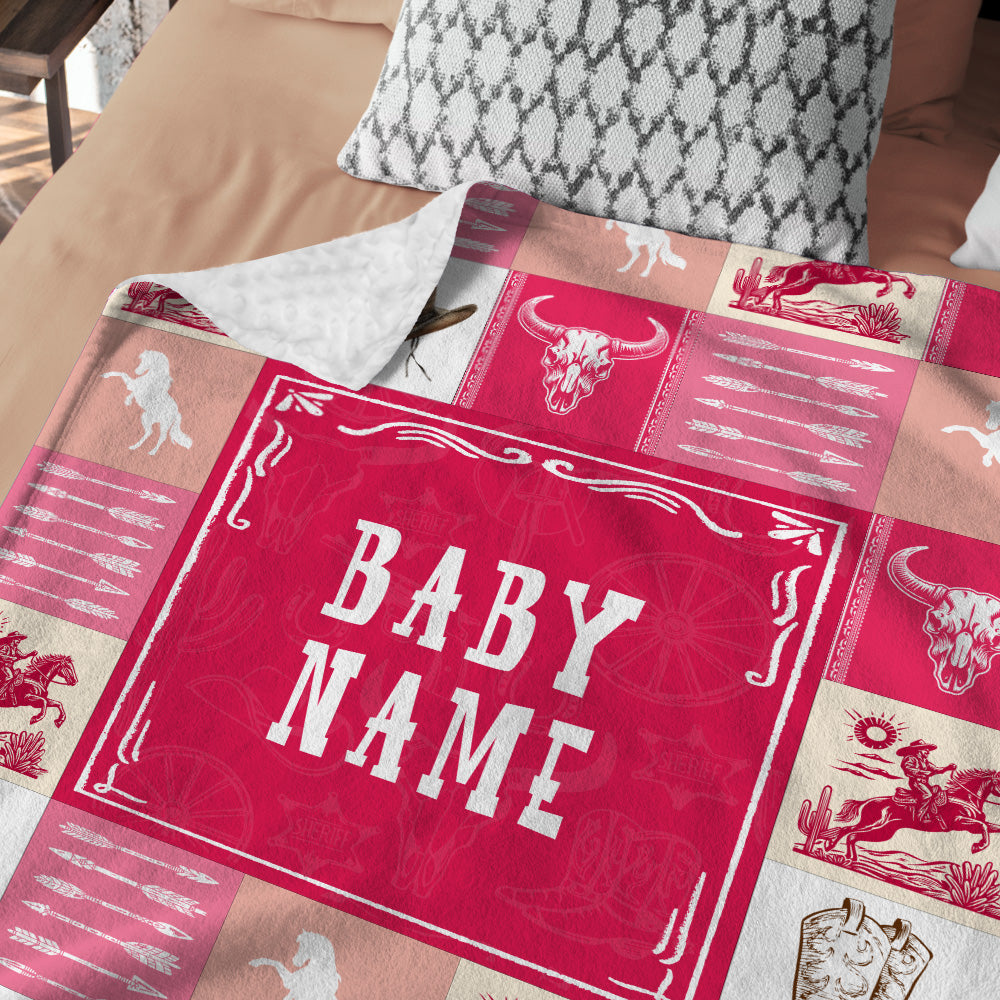Personalized Name Minky Baby Blankets Pink , Minky Blanket Double Layer with Dotted Backing for Infant Toddler Crib, Gift For Baby
