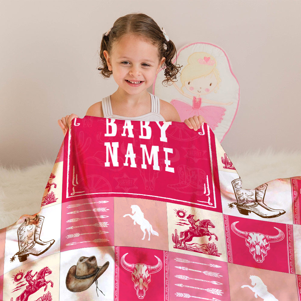 Personalized Name Minky Baby Blankets Pink , Minky Blanket Double Layer with Dotted Backing for Infant Toddler Crib, Gift For Baby