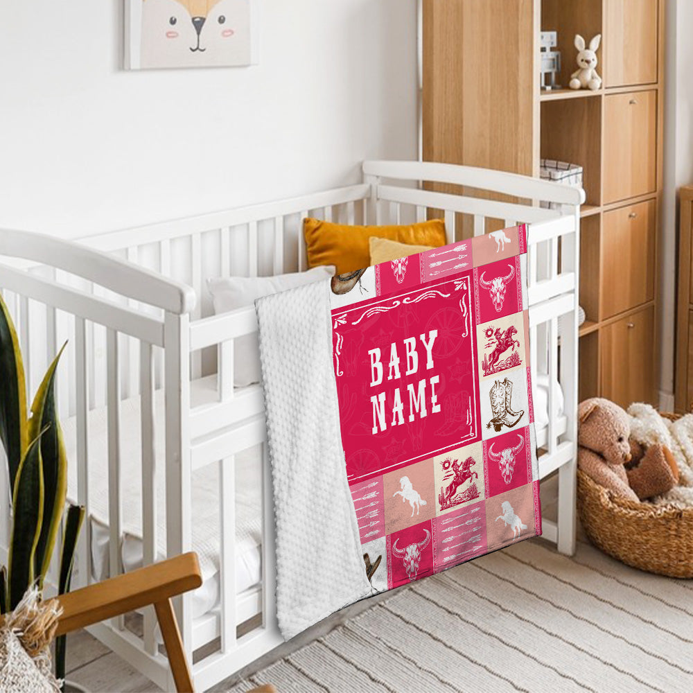 Personalized Name Minky Baby Blankets Pink , Minky Blanket Double Layer with Dotted Backing for Infant Toddler Crib, Gift For Baby