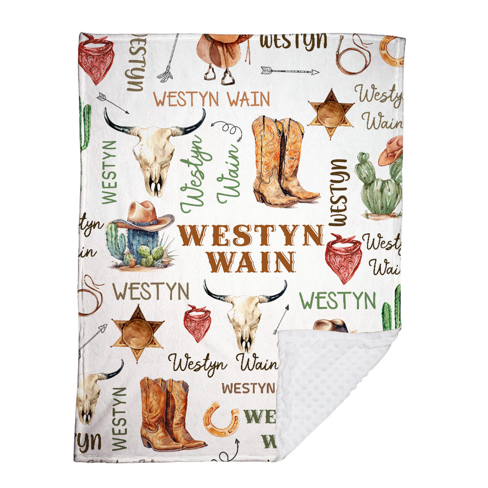 Personalized Name Minky Baby Blankets, Soft Plush Receiving Minky Blanket Double Layer with Dotted Backing for Infant Toddler Crib, Gift For Baby