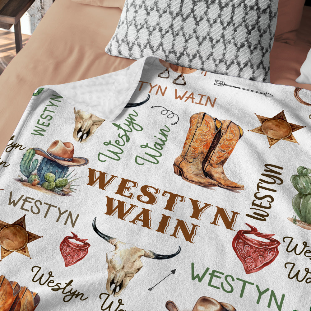 Personalized Name Minky Baby Blankets, Soft Plush Receiving Minky Blanket Double Layer with Dotted Backing for Infant Toddler Crib, Gift For Baby
