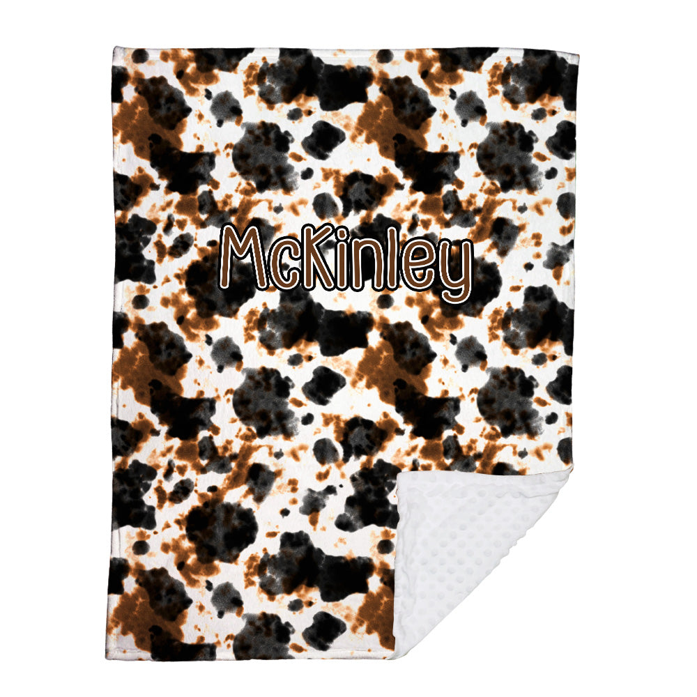 Personalized Name Minky Baby Blankets for Baby, Western Baby Stuff, Soft Plush Receiving Minky Blanket Double Layer with Dotted Backing for Infant Toddler Crib, Gift For Kids