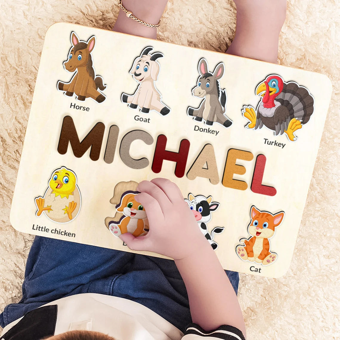 Personalized Name Puzzle With Pegs, 1 Year Old Gift, Best Baby Gift
