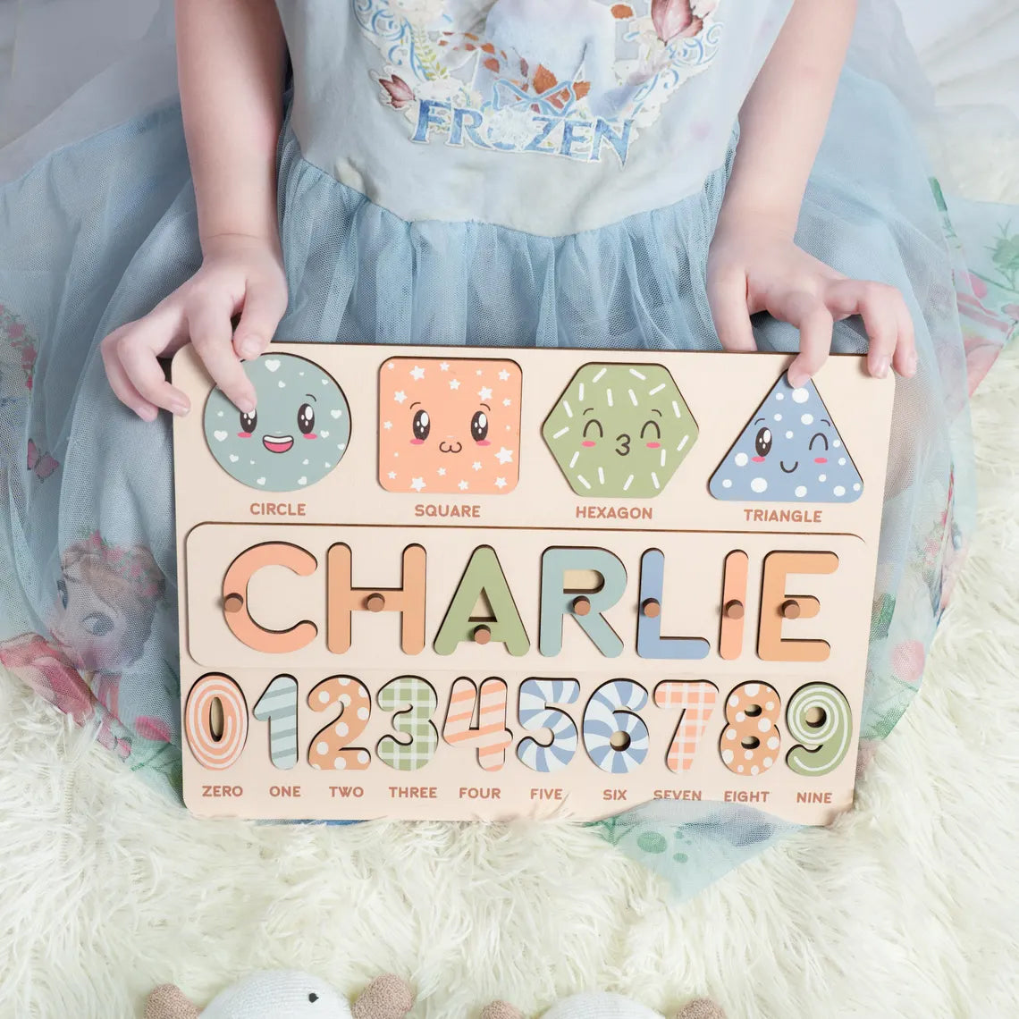 Personalized Name Puzzle With Shapes And Numbers, One year old Gifts