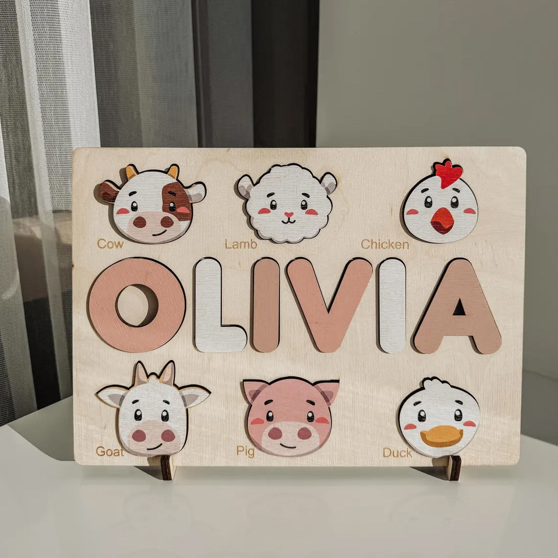 Personalized Name Puzzle for Kids, Wooden Puzzles For Toddlers, Early Learning Toys for Baby Boy & Girl 1 Year Old