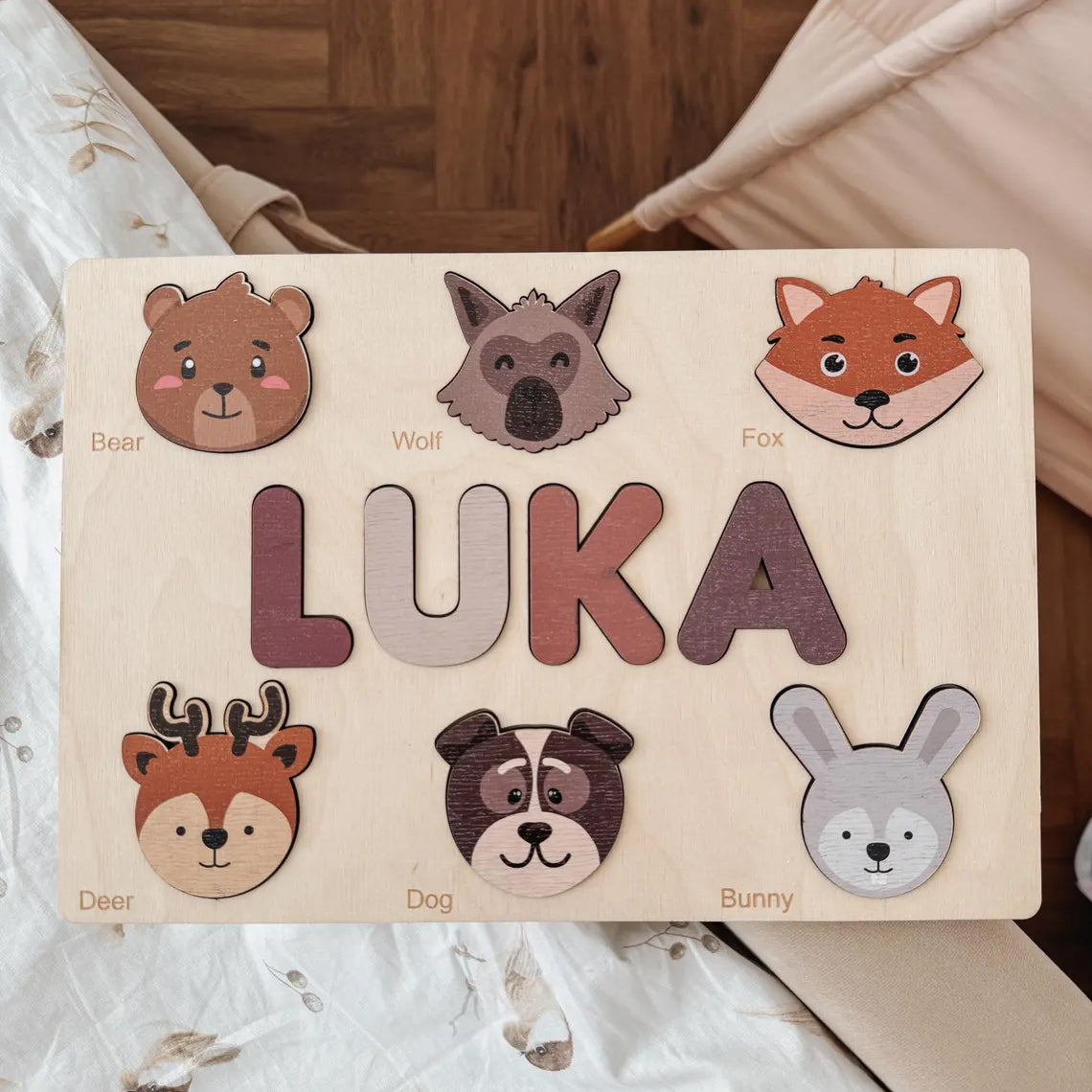 Personalized Name Puzzle for Kids, Wooden Puzzles For Toddlers, Early Learning Toys for Baby Boy & Girl 1 Year Old
