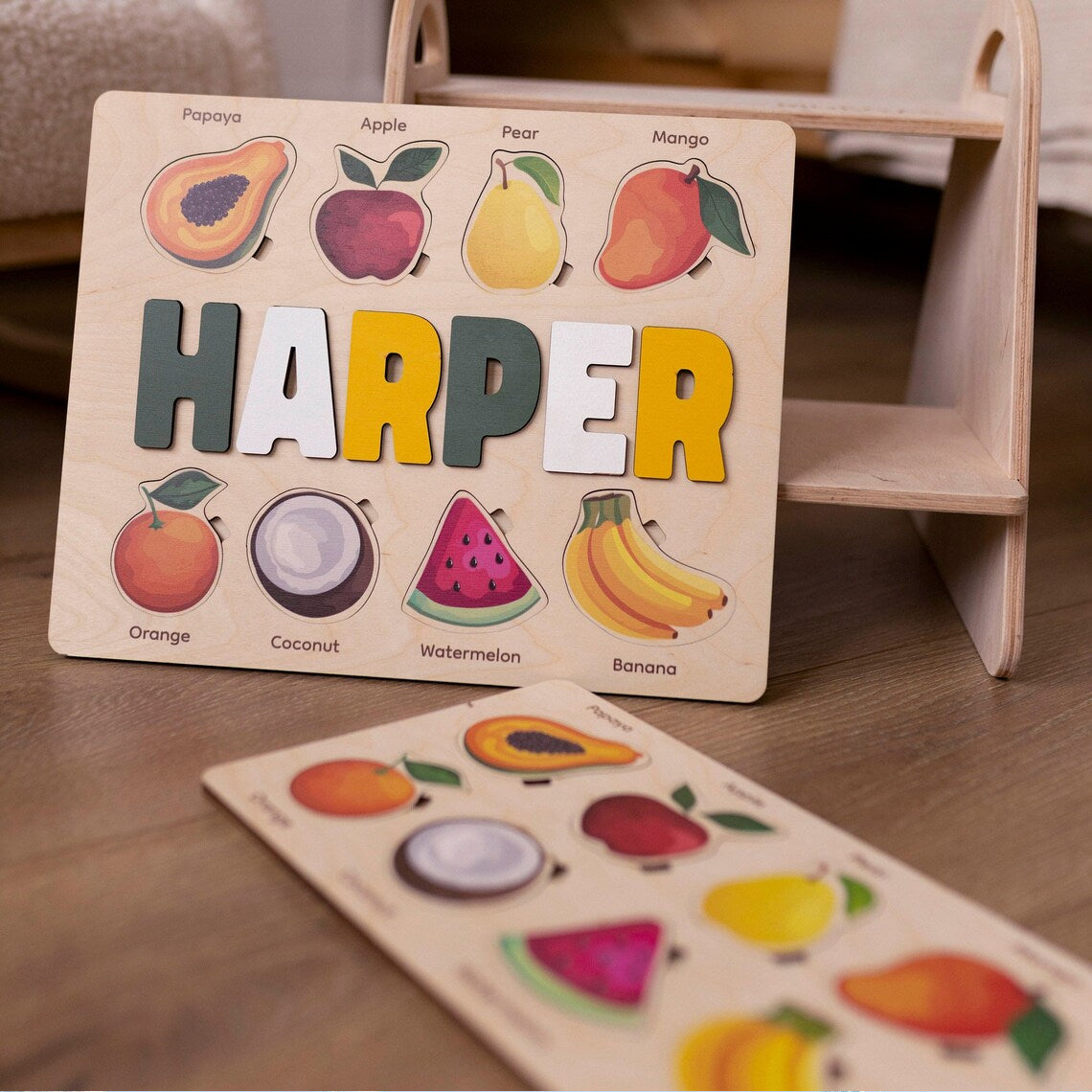 Personalized Ocean Animal Name Puzzle Montessori Learning Toy, Custom Gifts for Kids, Wooden Toys for Baby, Toddler Gift